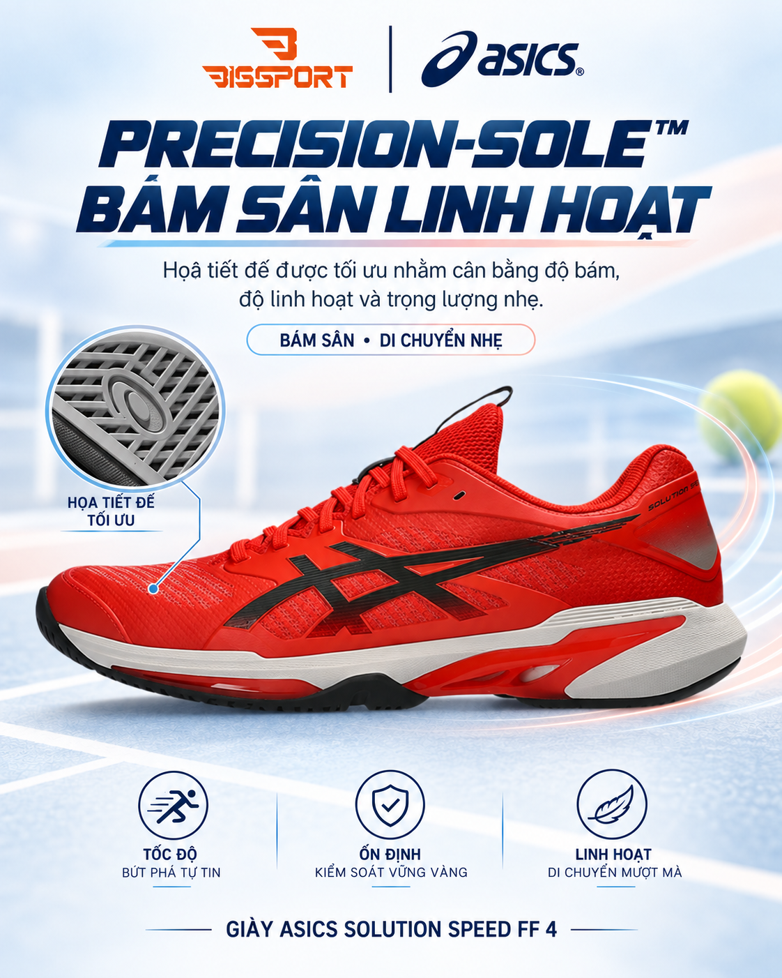 Giày Pickleball / Tennis ASICS Solution Speed FF 4 Cam Chính Hãng - Ổn Định - Siêu Nhẹ - Linh Hoạt - Bền